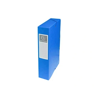 Abbildung von Exacompta 50602E 1 Abheftbox mit Gummibändern Exabox aus Glanzkarton 600g/m2 Rücken 6 cm Maße 25 x 33 für A4 Dokumente Farbe blau wird montiert geliefert