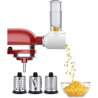 Abbildung von Gemüseschneider für kitchen aid Küchenmaschine, Slicer Shredder Aufsatz kitchenaid Zubehör,Gemüseschneider Käsereibe set Zubehoer von GVODE, Weiß