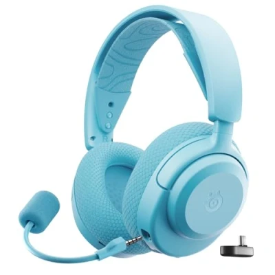Abbildung von SteelSeries Arctis Nova 3P Wireless Gaming Headset App Steuerung 40 Std. Akku Neodym Magnet Treiber 2,4 GHz/Bluetooth Abnehmbares Mikrofon PS5, PS4, PC, Switch, Mobilgeräte Aqua