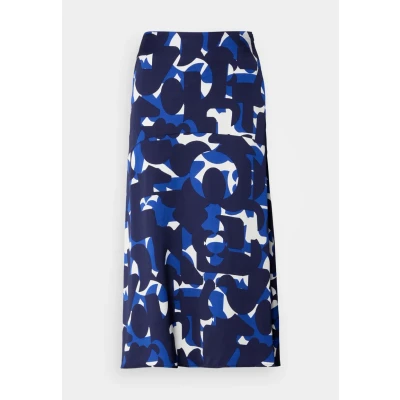 Abbildung von Marc O&#039;Polo Skirt MIDI Length Flared Shape Cutline Printed Alinienrock, Damen, Größe: 36, Blue