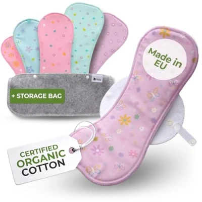 Abbildung von Waschbare Binden Stoffbinden Waschbar bio Baumwolle; 6 Pack (Größe L+XL) wiederverwendbare MADE IN EU; starke Blutung; Baumwollbinden Damenbinden Menstruation