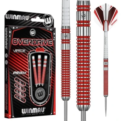 Abbildung von WINMAU Overdrive 23g Profi Wolfram Steeltip Dartpfeile Set mit Flights und Schäfte