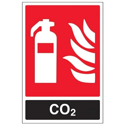 Abbildung von vsafety 11030 an r Feuerlöscher Schild, CO2 ID, starrer Kunststoff, Hochformat, 150 mm x 200 mm, schwarz/rot