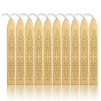 Abbildung von 10 Stück Gold antike Siegelwachs Dichtungs Wachs Versiegelung Sticks mit Docht für Retro Vintage Siegel Stempel