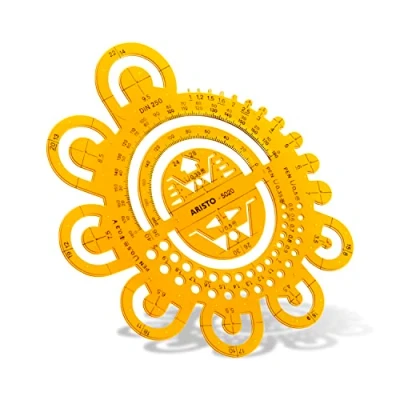 Abbildung von Aristo Abrundungsschablone Radien AR5020 (Format 162 x mm vereint von 0,5 bis 40 mm, Tuschekante) orange transparent