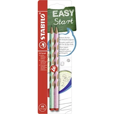 Abbildung von Ergonomischer Dreikant Bleistift für Linkshänder STABILO EASYgraph in pastellgrün und pastellpink 2er Pack Härtegrad HB