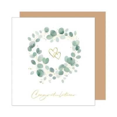 Abbildung von Edition Seidel Premium quadratische Glückwunschkarte zur Hochzeit mit Umschlag. Hochzeitskarte Grußkarte Vermählung Just Married Mr. &amp; Mrs. Zweige Eukalyptus (HQ103 SW025)