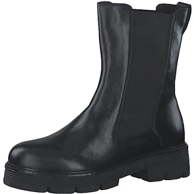 Abbildung von MARCO TOZZI Damen Chelsea Boots aus Leder mit Blockabsatz, Schwarz (Black), 40