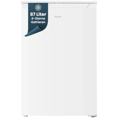 Abbildung von homeX Gefrierschrank, Tiefkühlschrank klein 87L Nutzinhalt, 4 Sterne Gefrieren, Freezer kompakt, Gefrierschränke freistehend, Temperaturregelung, wechselbarer Türanschlag, leise 40 dB, weiß