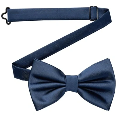 Abbildung von DonDon Fliege Herren handgefertigt Seiden Look 12 x 6 cm Nachtblau