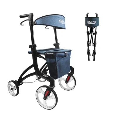 Abbildung von KMINA PRO Rollator für Große Menschen (ca. 1,70 bis 2,00 Meter), Faltbar mit Sitz, Räder, Rollatoren Klappbar, Leute, Sitz und Korb