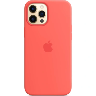 Abbildung von Apple iPhone 12 Pro Max Hülle MagSafe Silikon Original Soft Case/Backcover Handyhülle Rosa