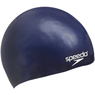 Abbildung von Speedo Junior Plain Moulded Silicone Swimming Cap Dry Hair Kids Swim, Navy, One Size