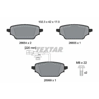 Abbildung von TEXTAR 2665402 Bremsbelagsatz mit integriertem Verschleißwarnkontakt MERCEDES BENZ: Citan II Van, Tourer