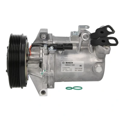 Abbildung von BOSCH 1 986 AD1 392 Kompressor 12V PAG 100 YF R1234yf, R134a mit Montageanleitung, ohne Dichtring DACIA: LOGAN MCV 2, SANDERO RENAULT: MEGANE 3