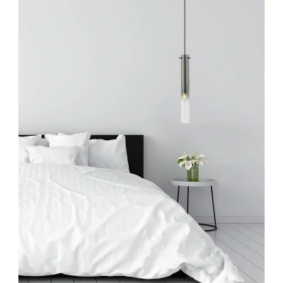 Abbildung von Brilliant Pendelleuchte »Glasini«, 1 flammig, Leuchtmittel E14 ohne Leuchtmittel, 199 x 15 cm, E14, kürzbar, Metall/Rauchglas, matt schwarz