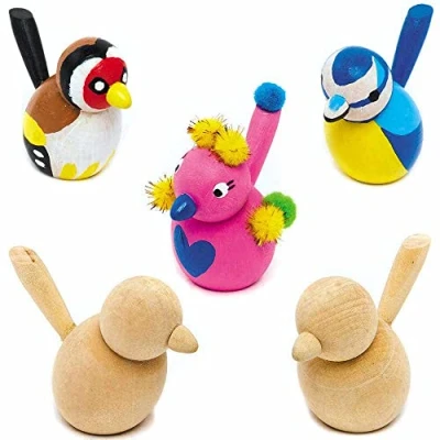 Abbildung von Baker Ross FC877 Vögel aus Holz zum Bemalen 6er Pack, Holzfiguren für Kinder, Holzbasteleien Basteln und Dekorieren