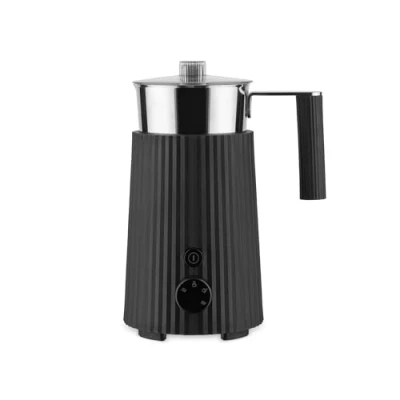 Abbildung von Alessi Plissé MDL13 B Multifunktions Induktions Milchaufschäumer, aus Thermoplastischem Harz, Kanne Edelstahl 18/10, Europäischer Stecker 600 W, 35 cl, Schwarz