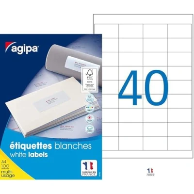 Abbildung von agipa 118991 Universal Etiketten, 48,5 x 25,4 mm, weiß, rechteckig