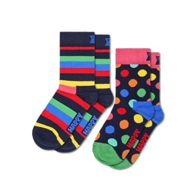 Abbildung von Happy Socks Unisex Kinder 2 pack Stripe Socken, bleu, 7 9 Jahre EU