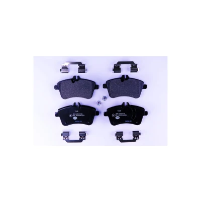 Abbildung von HELLA 8DB 355 010 331 Bremsbelagsatz für Verschleißwarnanzeiger vorbereitet mit Bremssattelschrauben Zubehör MERCEDES BENZ: B Class, A Class