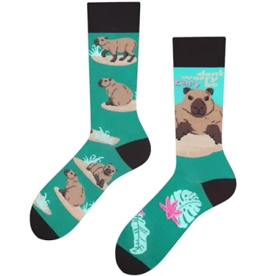 Abbildung von TODO Lustige Capybara Socken Damen, Wasserschwein Herren, Coole Motiv Lustig, Bunte, Verrückte (39 42, Türkis)