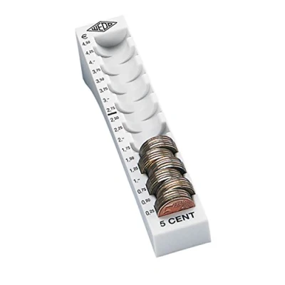 Abbildung von Wedo 160700537 Münzrille (0,05 Euro, 5 Cent, Kunststoff für 90 Münzen mit Markierungen 18 x 4,5 3,4 cm) lichtgrau