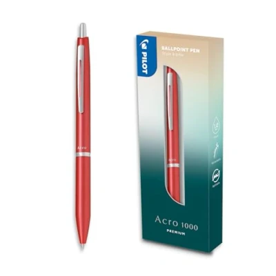 Abbildung von PILOT Acro 1000 Premium Kugelschreiber in Coral Pink Geschenkbox Ultra weiche Tinte für unvergleichliches Schreiben Nachfüllbarer Druckkugelschreiber Schreibfarbe Schwarz Mittlere Spitze