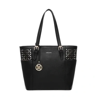 Abbildung von Miss Lulu handtasche Damen Shopper schwarz Elegantes Schultertaschen Laser Gravur Große Damentasche mit verstellbarem Schulterriemen