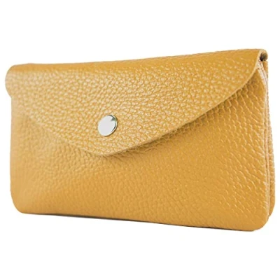 Abbildung von modamoda de P11 Damen Leder Geldbörse Portemonnaie Medium Handmade in Italy, Farbe:Senfgelb