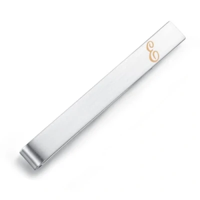 Abbildung von HONEY BEAR 5.4cm Herren Briefe Initialen Krawattennadel Krawattenklammer für Normale Krawatte Edelstahl Tie Clip，Gebürstetes Silber (E)