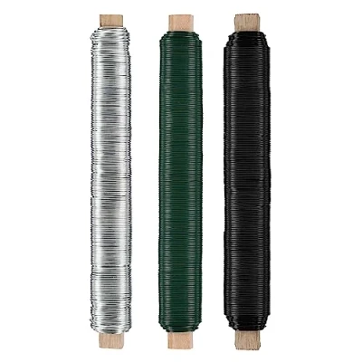 Abbildung von Nordstern Blumendraht Basteldraht Grün/Silber/Schwarz 3er Pack Wickeldraht Ø 0,65 mm x 38 m