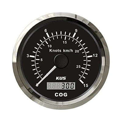 Abbildung von KUS Universal GPS Tacho, 15 Knoten, 28 km/h, Geschwindigkeitsmesser, für Boote, Yachten, 85 mm, mit Hintergrundbeleuchtung, schwarz, 932 V