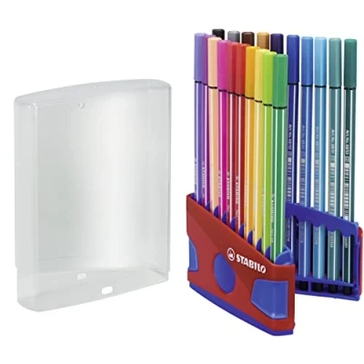 Abbildung von Premium Filzstift STABILO Pen 68 ColorParade mit Hängelasche 20er Tischset in rot/blau 20 verschiedenen Farben