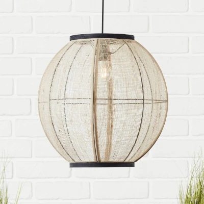 Abbildung von Brilliant Pendelleuchte »Tanah«, 1 flammig, Leuchtmittel E27 ohne Leuchtmittel, 47cm schwarz/natur
