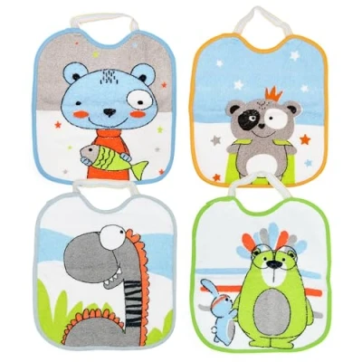 Abbildung von Ti TIN 4er Pack wasserdichte Babylätzchen, 23x28 cm Lätzchen mit elastischem Verschluss für Babys von 6 18 Monaten Jahren, 73% Baumwolle 27% Polyester Vinyl Futter