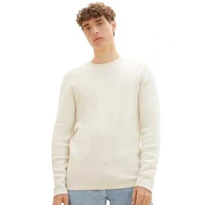 Abbildung von TOM Tailor Denim Zigzag Structured Crewneck Strickpullover, Herren, Größe: XL, Oat milk melange