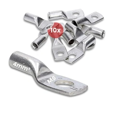 Abbildung von 10 Stück Kalitec HR4 5 Handelsübliche Rohrkabelschuhe 4mm² M5 I ohne Sichtloch Made in Germany