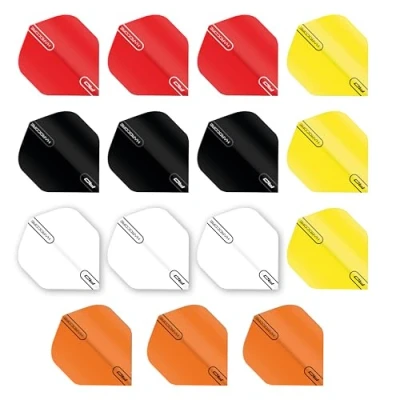 Abbildung von RED DRAGON Hardcore Colours Auswahlpackung Extra Dicke Standard Dart Flights 5 Sätze pro Packung (15 insgesamt)