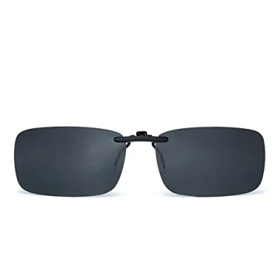 Abbildung von JM Randlos Rechteck Clip auf Sonnenbrille Leicht Gewichts Polarisiert Brillen Damen Herren(Polarisiertes Grau)