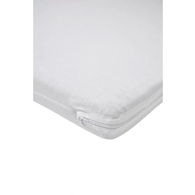 Abbildung von Meyco Baby Uni Matratzenbezug für Reisebetten (Überzug aus 100% Baumwolle, weich, hautfreundlich, dehnbar, waschbar &amp; trocknergeeignet, Größe: 60 x 120 cm), White