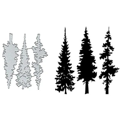 Abbildung von 3 x Baum Metall Stanzformen für Kartenherstellung, Frühlings Weihnachtsbaum Karten Stanzformen, Stanzschablonen, DIY, Scrapbooking, Album, dekorative Prägung, Papier, Karten, Handwerk