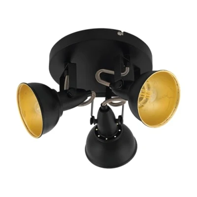 Abbildung von Eglo 75514 BEST CHOICE Spotleuchte THORNTON Stahl schwarz, gold E14 3X28W Ø21cm dimmbar