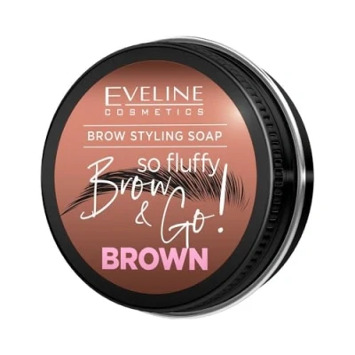 Abbildung von Eveline Cosmetics Brow &amp; Go! Styling Seife für Augenbrauen Vegane Gel Formel mit Henna Extrakt Vitamin E Erhältlich in klaren und braunen Nuancen