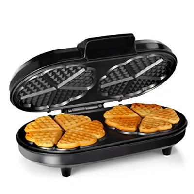 Abbildung von Tristar Doppel Waffeleisen [Edelstahl] 10 Herzwaffelfromen pro Durchgang mit einstellbarem Thermostat, WF 2120