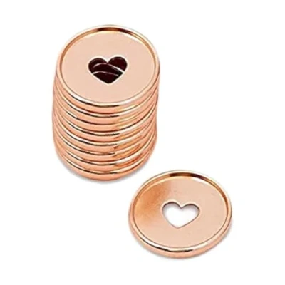 Abbildung von Craftelier Metallscheiben M Ringe mit gestanztem Herz für Scrapbooking Einband Planer, Agenden, Notizbücher oder Alben Packung 9 Stück à 35 mm Farbe Roségold