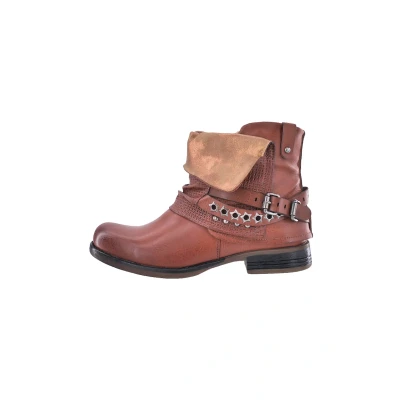Abbildung von Elara Damen Biker Boots Nieten Stiefeletten Chunkyrayan 344 Camel 40