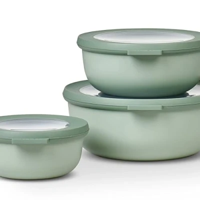 Abbildung von Mepal Multischale Cirqula Round 3 teiliges Set Mikrowellen Geschir Geignet als Aufbewahrungsbox, Kuhlschrank, Gefrierschrank &amp; Mikrowellengeschirr 350 ml, 750 ml 1250 Nordic sage