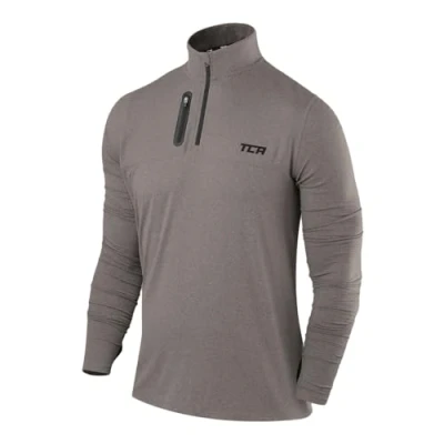Abbildung von TCA Funktionsshirt Herren Langarm Fusion Pro Quickdry Langarmshirt atmungsaktiv Wandershirt Laufshirt mit Reißverschluss Outdoor Longsleeve Sport Pullover Grau/Grau, L