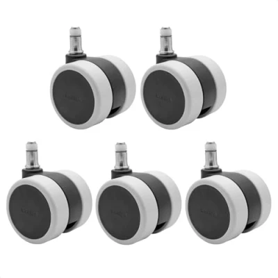 Abbildung von WAGNER Drehstuhlrollen/Bürostuhlrollen 5tlg. Set DESIGN SOFT Durchmesser Ø 60 mm, Bauhöhe 65 intervallgebremst, Steckstift 11 x 20 Tragkraft 50 kg/Rolle Made in Germany 02007661
